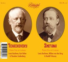 Tchaikovsky und Smetana, Piano Trios in a und g-Moll. Porträts von zwei älteren Männern, beide mit Bart und Brille.