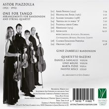 Astor Piazzolla (1921-1992): Tangos für Bandoneon &amp; Streichquartett - "One for Tango", CD