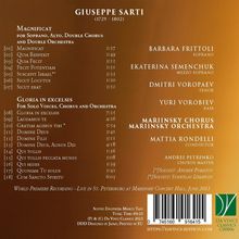 Giuseppe Sarti (1729-1802): Magnificat für Sopran, Alt, Doppelchor, Doppelorchester, CD