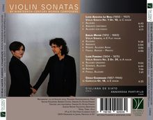 "Violin Sonatas by Nineteenth-Century Women Composers" steht prominent. Zwei Frauen halten sich an den Händen. Links Textdetails zu Kompositionen.