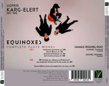 Albumcover mit dem Text: “SIGFRID KARG-ELERT (1877-1933) EQUINOXES COMPLETE FLUTE WORKS, CASALE-ROUXEL DUO.” Zwei Personen liegen auf dem Boden.