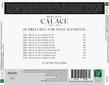 "Raffaele Calace, 10 Preludes for Solo Mandolin, Eugenio Palumbo. Titelnamen und Dauer der Stücke sind aufgelistet."