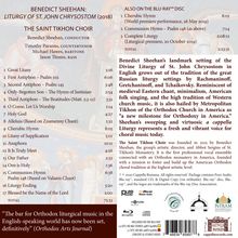 Benedict Sheehan (2. Hälfte 20.Jahrhundert): Liturgy of Saint John Chrysostom, 1 CD und 1 Blu-ray Audio