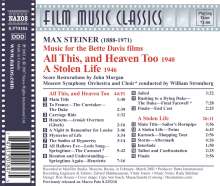 Max Steiner (1888-1971): Filmmusik: All This, and Heaven Too (Filmmusik), CD