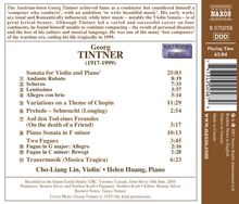 Georg Tintner (1917-1999): Sonate für Violine &amp; Klavier, CD