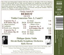 Charles-Auguste de Beriot (1802-1870): Violinkonzerte Nr.2,3,5, CD