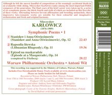 Mieczyslaw Karlowicz (1876-1909): Symphonische Dichtungen Vol.1, CD