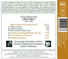 Anton Arensky (1861-1906): Klavierkonzert F-dur op.2, CD