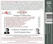 Franz Schubert (1797-1828): Lieder "Diverse Dichter", CD