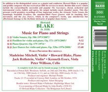 Howard Blake (geb. 1938): Violinsonate op.586, CD