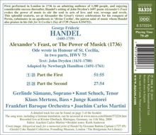 Georg Friedrich Händel (1685-1759): Alexander's Feast, CD