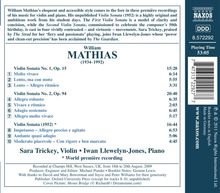 William Mathias (1934-1992): Sonaten für Violine &amp; Klavier Nr.1 &amp; 2, CD