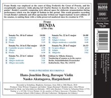 Frantisek Benda (1709-1786): Violinsonaten Nr.10,14,23,32,28, CD