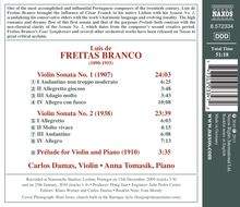 Luis de Freitas Branco (1890-1955): Violinsonaten Nr.1 &amp; 2, CD
