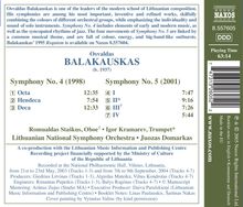 Osvaldas Balakauskas (geb. 1937): Symphonien Nr.4 &amp; 5, CD