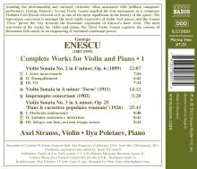 George Enescu (1881-1955): Sämtliche Werke für Violine &amp; Klavier Vol.1, CD
