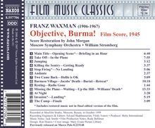 Franz Waxman (1906-1967): Filmmusik: Objective,Burma! (Filmmusik), CD
