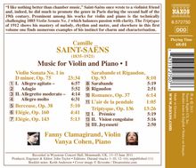 Camille Saint-Saens (1835-1921): Werke für Violine &amp; Klavier Vol.1, CD