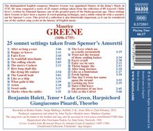 Maurice Greene (1696-1755): Spencer's Amoretti - 25 Sonnet Settings, CD