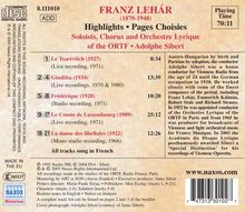 Franz Lehar (1870-1948): Operetten-Highlights (in frz.Spr.), CD