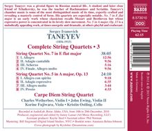 Serge Tanejew (1856-1915): Sämtliche Streichquartette Vol.3, CD