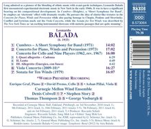 Leonardo Balada (geb. 1933): Konzert für Klavier, Bläser &amp; Percussion, CD