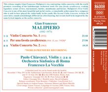 Gian Francesco Malipiero (1882-1974): Violinkonzerte Nr.1 &amp; 2, CD