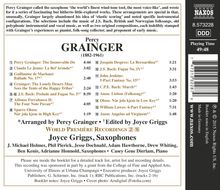 Percy Grainger (1882-1961): Arrangements für Saxophone, CD