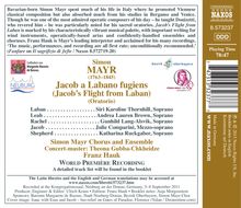 Johann Simon (Giovanni Simone) Mayr (1763-1845): Jacob a Labano fugiens (Oratorium), CD