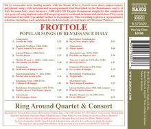 Frottole - Popular Songs of Renaissance Italy, CD