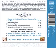 Josef Wieniawski (1837-1912): Werke für Violine &amp; Klavier, CD