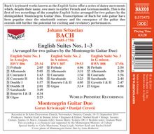 Johann Sebastian Bach (1685-1750): Englische Suiten BWV 806-808 für 2 Gitarren, CD