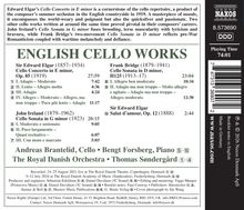 Englische Cellowerke: Werke von Elgar, Bridge, Ireland, gespielt von Brantelid und Forsberg, Dirigent Søndergård. Dauer 74:01.