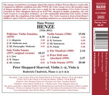 Hans Werner Henze (1926-2012): Violinsonate, CD