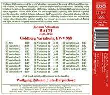 Johann Sebastian Bach (1685-1750): Goldberg-Variationen BWV 988 für Lauten-Cembalo, CD