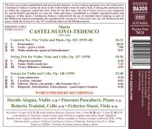 Mario Castelnuovo-Tedesco (1895-1968): Konzert für Violine &amp; Klavier Nr.3, CD