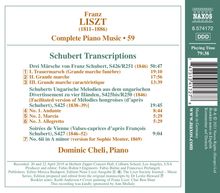 Franz Liszt (1811-1886): Klavierwerke Vol. 59 - Schubert Transcriptions, CD