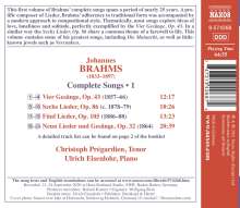 Johannes Brahms (1833-1897): Sämtliche Lieder Vol.1 (Naxos-Edition), CD