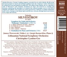 Valentin Silvestrov (geb. 1937): Symphonie für Violine &amp; Orchester "Widmung", CD