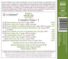 Erich Jaques Wolff (1874-1913): Sämtliche Lieder Vol.1, CD