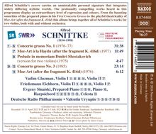 Alfred Schnittke, Werke: Concerto grosso No. 1, Moz-Art, Prelude, Concerto grosso No. 3 mit Deutscher Radio Philharmonie.