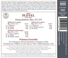 Texte: Ignaz Pleyel, String Quintets, Ben. 271-273, Pettman Ensemble, Titel und Satzzeiten. Oberes Feld: Beschreibung.