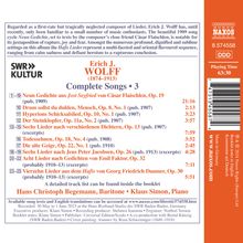 Erich Jaques Wolff (1874-1913): Sämtliche Lieder Vol.3, CD