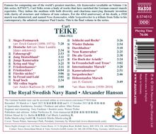 Der Text beschreibt ein Musikalbum des Komponisten Carl Teike mit 22 Märschen, gespielt von der Royal Swedish Navy Band.