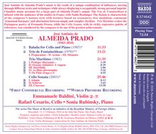 José Antônio de Almeida Prado (1943–2010). Werke: Balada, Trio de Fontainebleau, Trio Marítimo, Cello Sonata. Musikinstrumente und Zeiten angegeben.