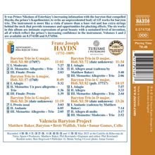 Franz Joseph Haydn (1732–1809), Baryton Trios, Valencia Baryton Project: Matthew Baker, Brett Walfish, Ismar Gomes.