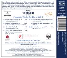 Kerry Turner (geb. 1960): Sämtliche Werke für Horn Vol.1, CD