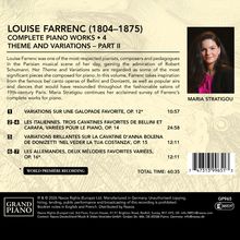 LOUISE FARRENC (1804–1875) COMPLETE PIANO WORKS – 4. Auflistung von Musikstücken mit Dauerangaben. Foto von Maria Stratigou.