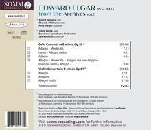 "EDWARD ELGAR 1857-1934 from the Archives vol.2. Cello Concerto in E minor, Op.85 und Violin Concerto in B minor, Op.61."