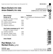 Mauro Giuliani (1781-1829): Sonate für Flöte &amp; Gitarre op.85, CD